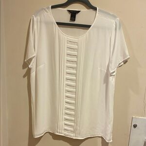 Investments White Blouse with Pleated Front